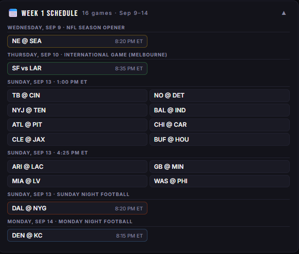 Weekly schedule section