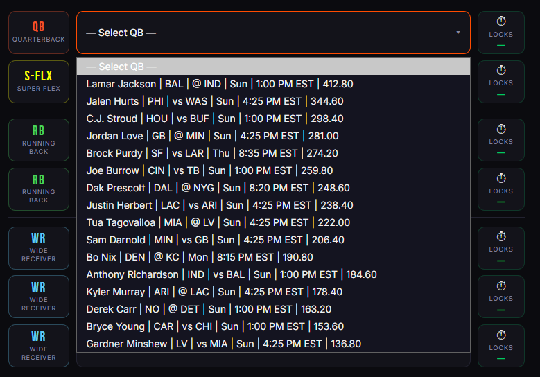 Player dropdown list detail